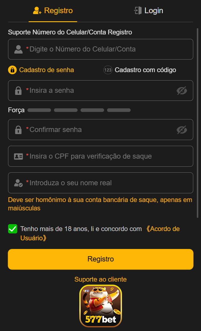 Cadastro rápido e seguro na 577bet.com